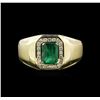 Image 1 : 1.36ct Emerald and Diamond Ring - 14KT Yellow Gold
