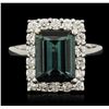 Image 1 : 14KT White Gold 4.30ct Tourmaline and Diamond Ring