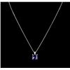 Image 2 : 3.56ct Tanzanite and Diamond Pendant With Chain - 14KT White Gold