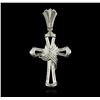 Image 1 : 14KT White Gold 1.17ctw Diamond Cross Pendant