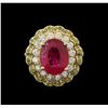 Image 1 : 5.85ct Ruby and Diamond Ring - 14KT Yellow Gold