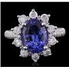 Image 1 : 14KT White Gold 3.69ct Tanzanite and Diamond Ring