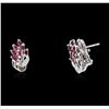 Image 2 : 14KT White Gold 0.80ctw Ruby and Diamond Earrings