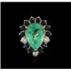 Image 1 : 14KT Yellow Gold GIA Certified 15.98ctw Emerald, Sapphire and Diamond Ring