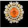 Image 1 : 14KT Yellow Gold 4.94ct Garnet, Sapphire and Diamond Ring