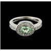 Image 1 : 14KT White Gold 0.84ct Green Tourmaline and Diamond Ring
