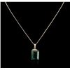 Image 2 : 14KT Rose Gold 18.78ct Emerald and Diamond Pendant With Chain