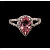Image 1 : 1.45ct Pink Tourmaline and Diamond Ring - 14KT White Gold