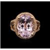 Image 1 : 14KT Yellow Gold 12.35ct Kunzite and Diamond Ring