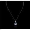 Image 1 : 14KT White Gold 3.24ct Aquamarine, Sapphire and Diamond Pendant With Chain