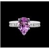 Image 1 : 3.17ct Kunzite and Diamond Ring - 14KT White Gold
