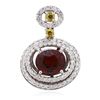 Image 1 : 14KT White Gold 3.87ct Almandite Garnet, Sapphire and Diamond Pendant
