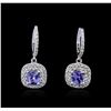 Image 1 : 14KT White Gold 2.45ctw Tanzanite and Diamond Earrings