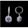 Image 2 : 14KT White Gold 2.45ctw Tanzanite and Diamond Earrings