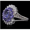 Image 2 : 14KT White Gold 4.74ctw Tanzanite and Diamond Ring
