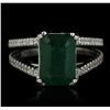 Image 1 : Platinum 3.63ct Emerald and Diamond Ring
