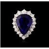Image 1 : 14KT White Gold GIA Certified 27.66ct Tanzanite and Diamond Ring