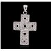Image 1 : 14KT White Gold 0.56ctw Diamond Cross Pendant