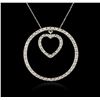 Image 2 : 14KT White Gold 0.75ctw Diamond Pendant With Chain