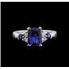 Image 1 : 1.78ct Tanzanite, Blue Sapphire and Diamond Ring - 14KT White Gold
