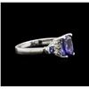 Image 2 : 1.78ct Tanzanite, Blue Sapphire and Diamond Ring - 14KT White Gold