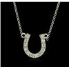 Image 1 : 14KT White Gold 0.23ctw Diamond Pendant With Chain