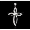Image 1 : 14KT White Gold 0.58ctw Diamond Cross Pendant