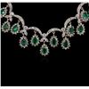 Image 2 : 14KT White Gold 6.50ctw Emerald and Diamond Necklace