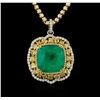 Image 2 : 18KT Two-Tone Gold GIA Certified 36.24ct Emerald and Diamond Pendant With Chain