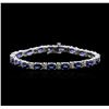 Image 1 : 14KT White Gold 10.26ctw Sapphire and Diamond Bracelet