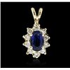 Image 1 : 14KT Yellow Gold 0.70ct Sapphire and Diamond Pendant