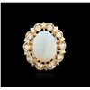 Image 1 : 14KT Yellow Gold 3.37ct Opal and Diamond Ring