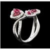 Image 3 : 18KT White Gold 1.15ctw Ruby and Diamond Ring