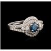 Image 2 : 14KT White Gold 1.29ctw Fancy Blue Diamond Ring