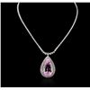 Image 2 : 14KT White Gold 80.08ct Kunzite and Diamond Pendant With Chain