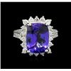 Image 1 : 7.63ct Tanzanite and Diamond Ring - 14KT White Gold