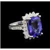 Image 2 : 7.63ct Tanzanite and Diamond Ring - 14KT White Gold