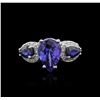 Image 1 : 14KT White Gold 3.83ct Tanzanite, Sapphire and Diamond Ring