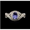 Image 1 : 14KT White Gold 0.93ct Tanzanite and Diamond Ring