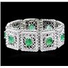 Image 1 : 14KT White Gold 12.42ctw Emerald and Diamond Bracelet