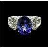 Image 1 : 14KT White Gold 4.17ct Tanzanite and Diamond Ring