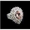 Image 2 : 3.30ct Morganite and Diamond Ring - 18KT White Gold