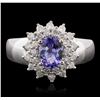 Image 1 : 14KT White Gold 0.83ct Tanzanite and Diamond Ring