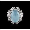 Image 1 : 14KT White Gold 8.16ct Aquamarine and Diamond Ring