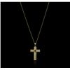 Image 1 : 14KT Yellow Gold 0.25ct Sapphire Cross Pendant With Chain