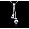 Image 2 : 18KT White Gold Pearl and Diamond Necklace
