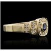 Image 2 : 14KT Yellow Gold 0.10ct Sapphire and Diamond Ring
