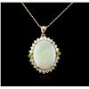 Image 1 : 14KT Yellow Gold 13.65ct Opal, Peridot and Diamond Pendant With Chain