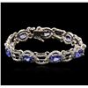 Image 1 : 14KT White Gold 10.80ctw Tanzanite and Diamond Bracelet