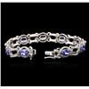Image 3 : 14KT White Gold 10.80ctw Tanzanite and Diamond Bracelet
